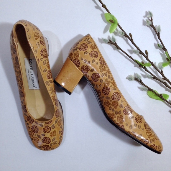 Dolce & Gabbana Shoes - DOLCE & GABBANA Rose Print LEATHER Heels Size 7